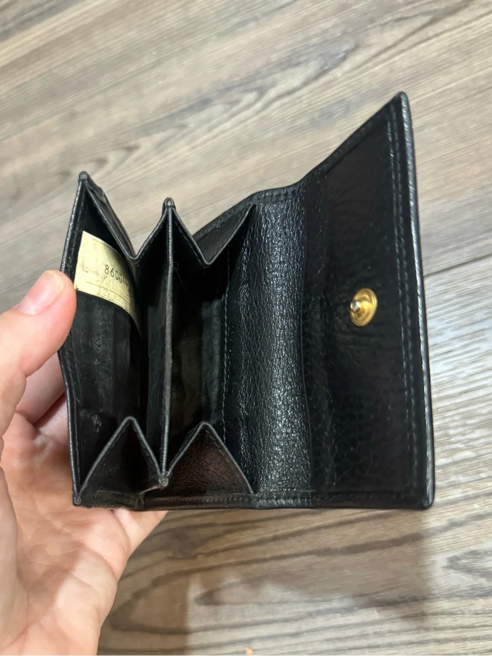 Vintage Hunting World Black Safari Coin Purse Wallet Accordion Made In Italy